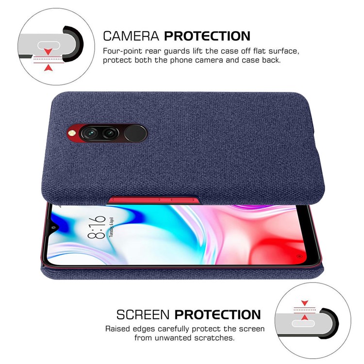 KSQ Cloth + PC Mobile Protective Phone Case Cover for Xiaomi Redmi 8 - Dark Blue-5