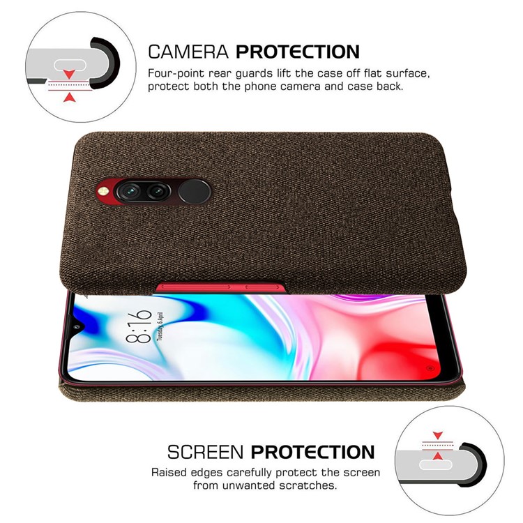 KSQ Cloth + PC Mobile Protective Phone Case Cover for Xiaomi Redmi 8 - Brown-5