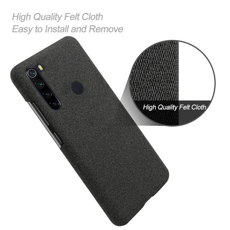 KSQ Cloth Texture PC Protective Phone Case Covering for Xiaomi Redmi Note 8 - Black-4