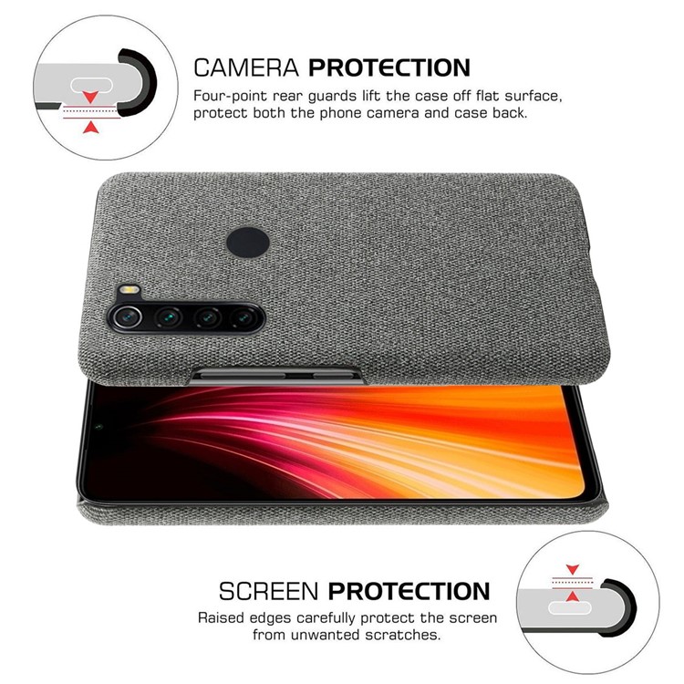 KSQ Cloth Texture PC Protective Phone Case Covering for Xiaomi Redmi Note 8 - Dark Grey-5