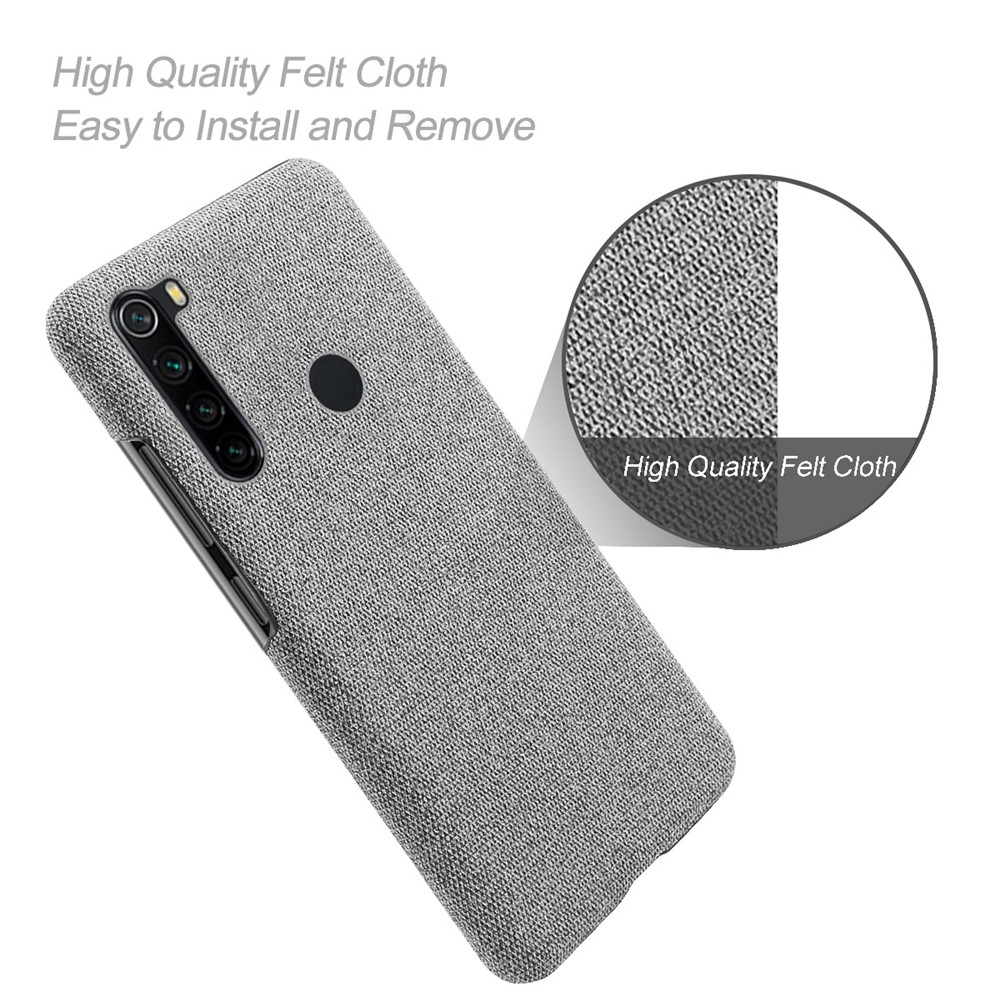 KSQ Cloth Texture PC Protective Phone Case Covering for Xiaomi Redmi Note 8 - Light Grey-4