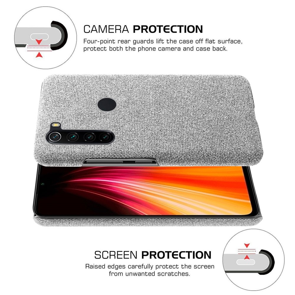 KSQ Cloth Texture PC Protective Phone Case Covering for Xiaomi Redmi Note 8 - Light Grey-5