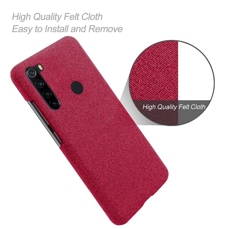 KSQ Cloth Texture PC Protective Phone Case Covering for Xiaomi Redmi Note 8 - Red-4