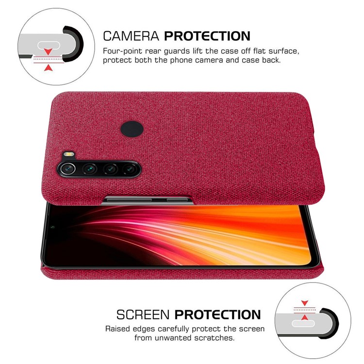 KSQ Cloth Texture PC Protective Phone Case Covering for Xiaomi Redmi Note 8 - Red-5