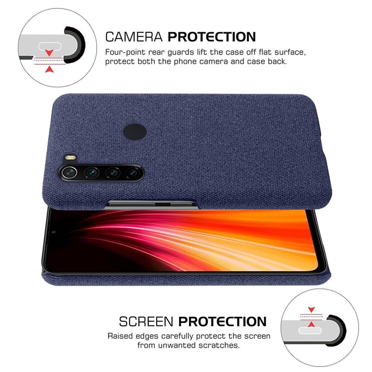 KSQ Cloth Texture PC Protective Phone Case Covering for Xiaomi Redmi Note 8 - Blue-5