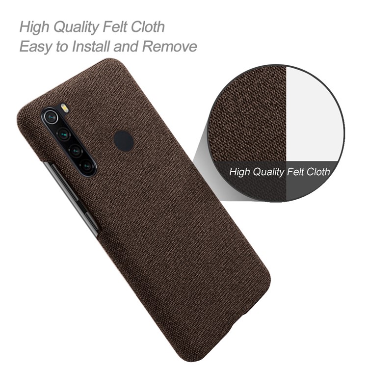 KSQ Cloth Texture PC Protective Phone Case Covering for Xiaomi Redmi Note 8 - Coffee-4