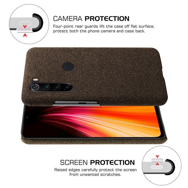 KSQ Cloth Texture PC Protective Phone Case Covering for Xiaomi Redmi Note 8 - Coffee-5