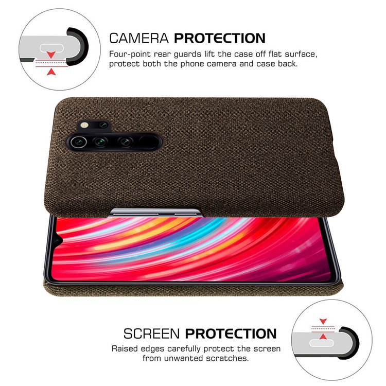 KSQ Cloth + PC Mobile Protective Phone Case Cover for Xiaomi Redmi Note 8 Pro - Brown-5