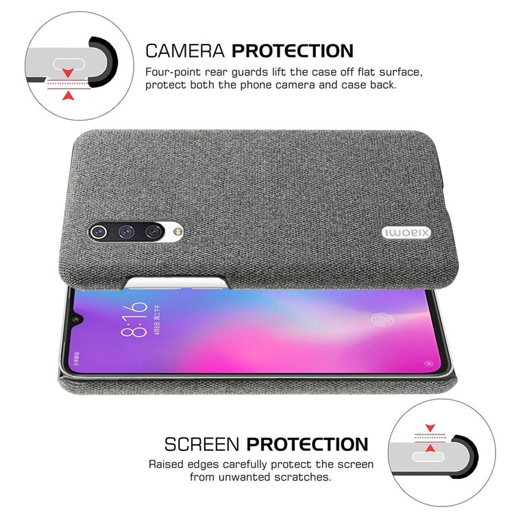 KSQ PC + Cloth Mobile Protective Phone Case Cover for Xiaomi Mi CC9 / Mi 9 Lite / Mi CC9 Meitu Edition - Dark Grey-5