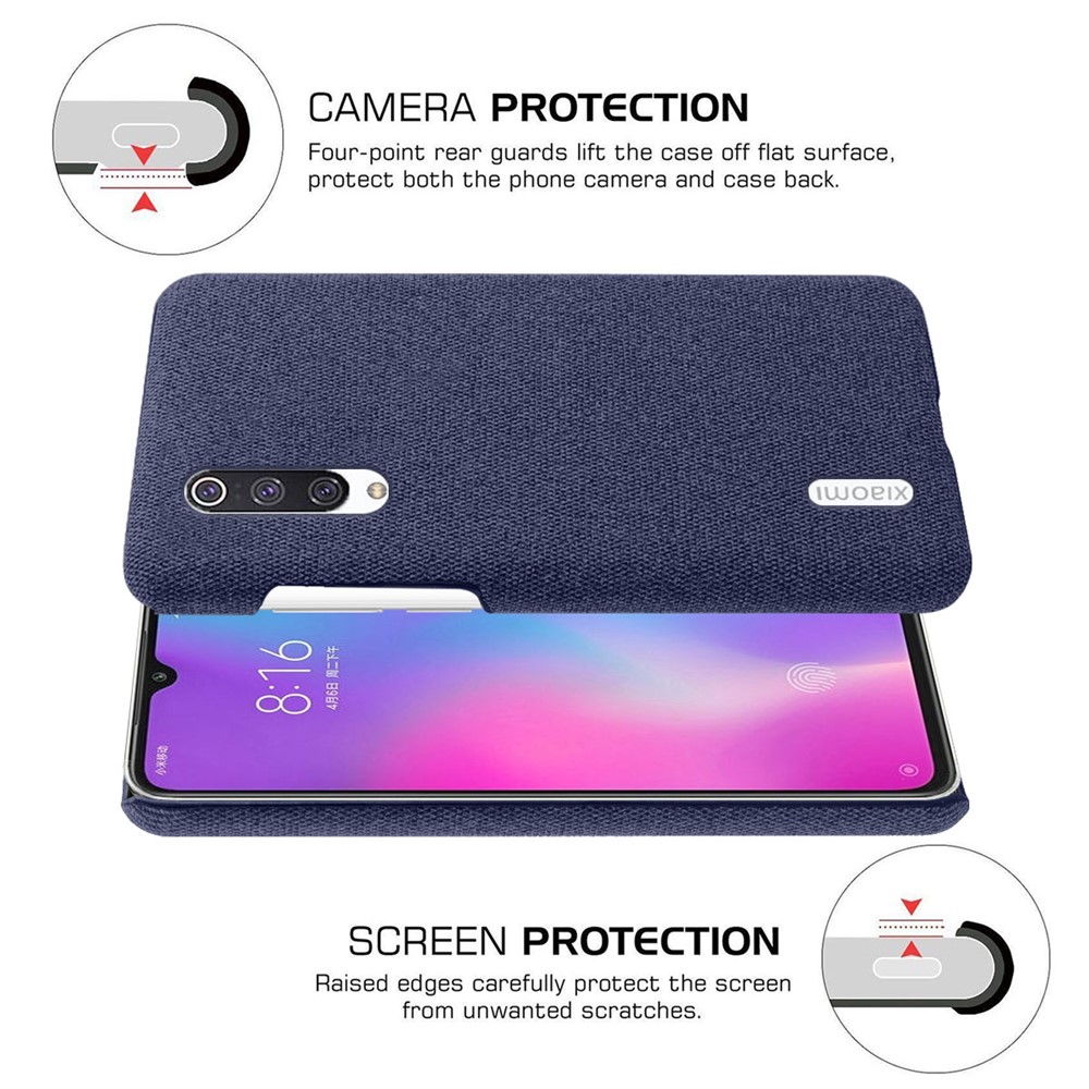 KSQ PC + Cloth Mobile Protective Phone Case Cover for Xiaomi Mi CC9 / Mi 9 Lite / Mi CC9 Meitu Edition - Blue-5