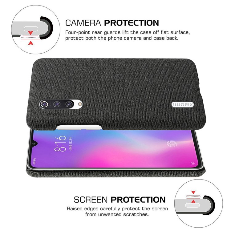 KSQ Cloth + PC Mobile Protective Phone Case Cover for Xiaomi Mi CC9e / Mi A3 - Black-5