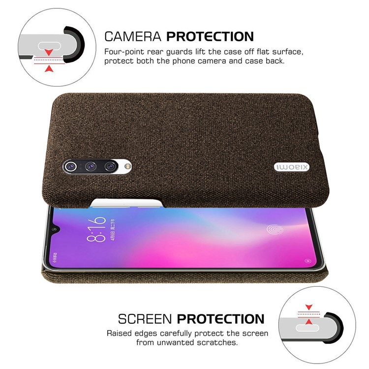 KSQ Cloth + PC Mobile Protective Phone Case Cover for Xiaomi Mi CC9e / Mi A3 - Brown-5