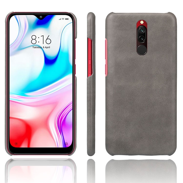 KSQ Crazy Horse PU Leather Coated Hard PC Protection Phone Case for Xiaomi Redmi 8 - Grey-1