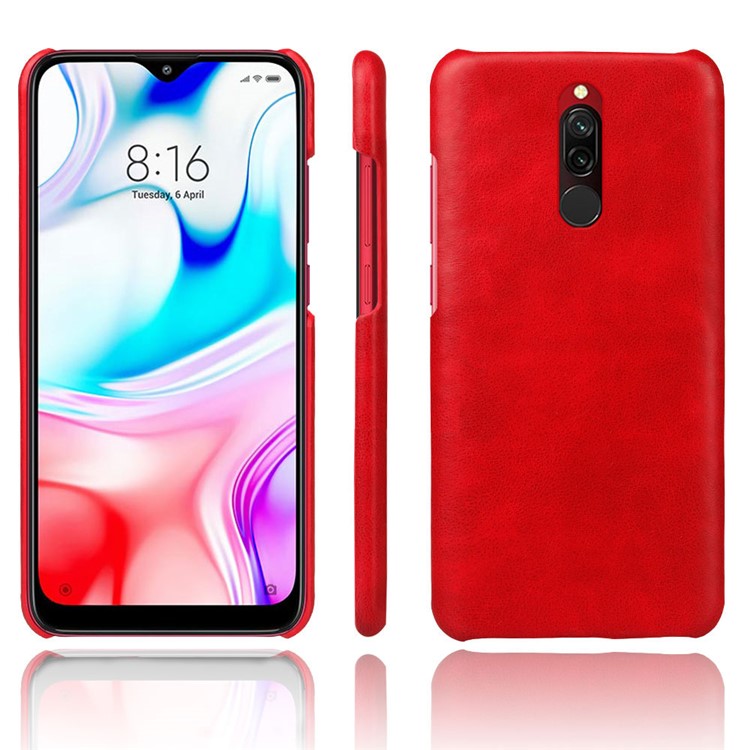 KSQ Crazy Horse PU Leather Coated Hard PC Protection Phone Case for Xiaomi Redmi 8 - Red-1