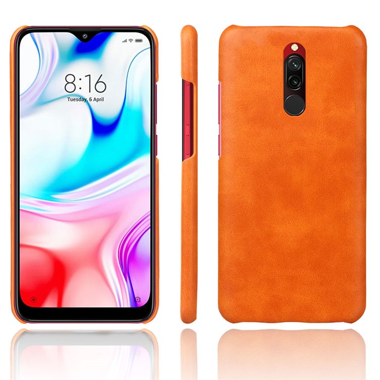 KSQ Crazy Horse PU Leather Coated Hard PC Protection Phone Case for Xiaomi Redmi 8 - Orange-1