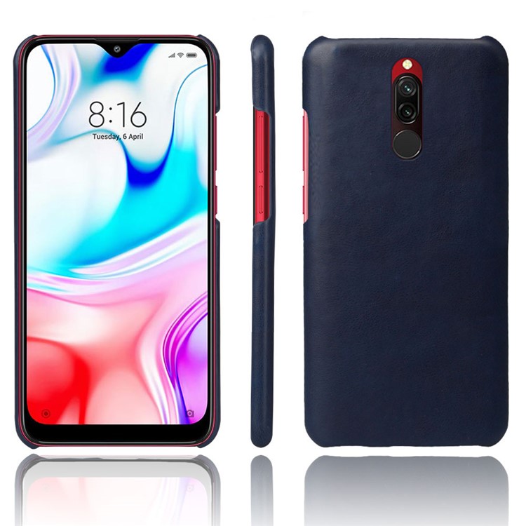 KSQ Crazy Horse PU Leather Coated Hard PC Protection Phone Case for Xiaomi Redmi 8 - Dark Blue-1