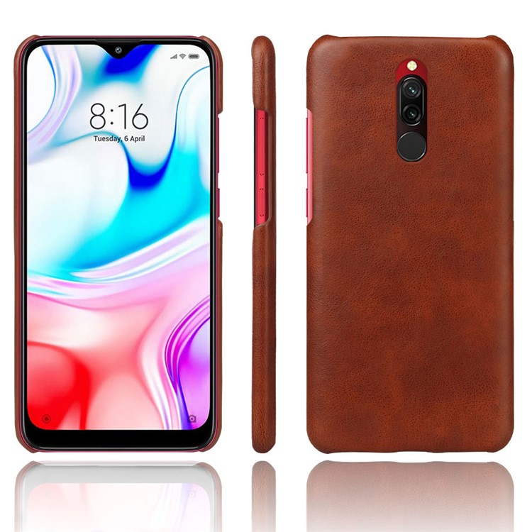 KSQ Crazy Horse PU Leather Coated Hard PC Protection Phone Case for Xiaomi Redmi 8 - Brown-1