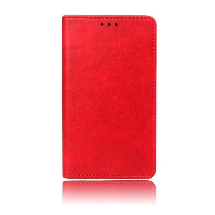 KSQ Crazy Horse Sucker Closure Leather Wallet Case for Xiaomi Redmi 8 - Red-2
