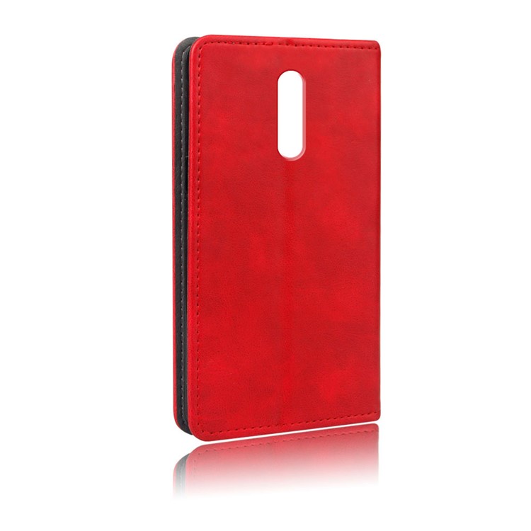 KSQ Crazy Horse Sucker Closure Leather Wallet Case for Xiaomi Redmi 8 - Red-3