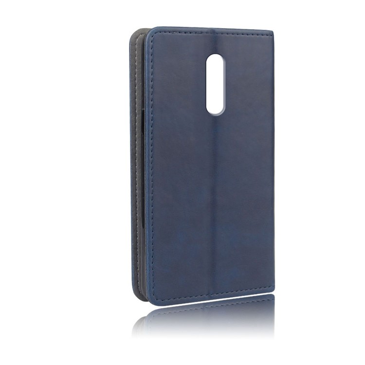 KSQ Crazy Horse Sucker Closure Leather Wallet Case for Xiaomi Redmi 8 - Dark Blue-3