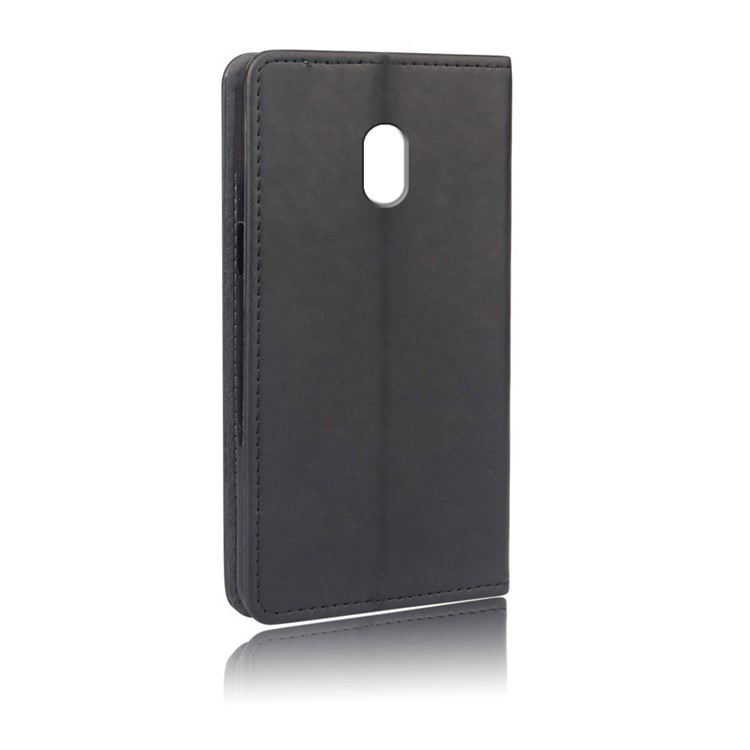 KSQ Crazy Horse Sucker Closure Leather Wallet Case for Xiaomi Redmi 8A - Black-3