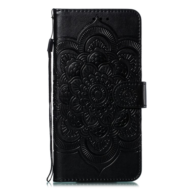 Imprint Mandala Flower PU Leather Wallet Case for Xiaomi Redmi 8 - Black-2