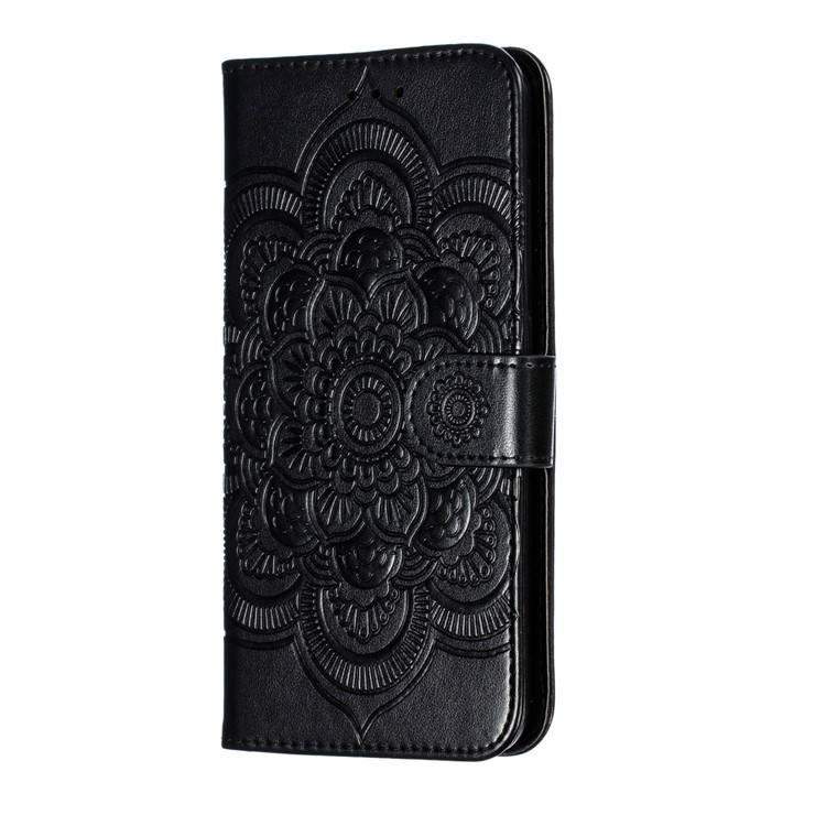 Imprint Mandala Flower PU Leather Wallet Case for Xiaomi Redmi 8 - Black-3