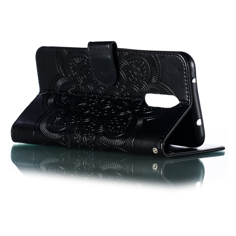 Imprint Mandala Flower PU Leather Wallet Case for Xiaomi Redmi 8 - Black-7