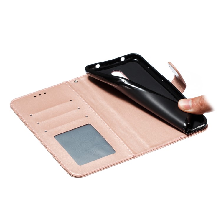 Imprint Mandala Flower PU Leather Wallet Case for Xiaomi Redmi 8 - Rose Gold-10