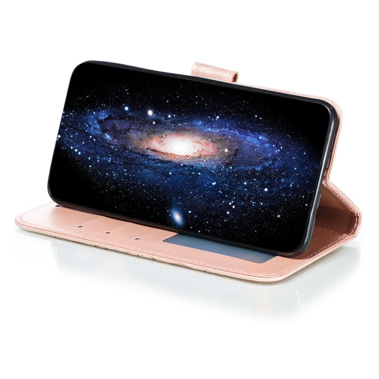Imprint Mandala Flower PU Leather Wallet Case for Xiaomi Redmi 8 - Rose Gold-8