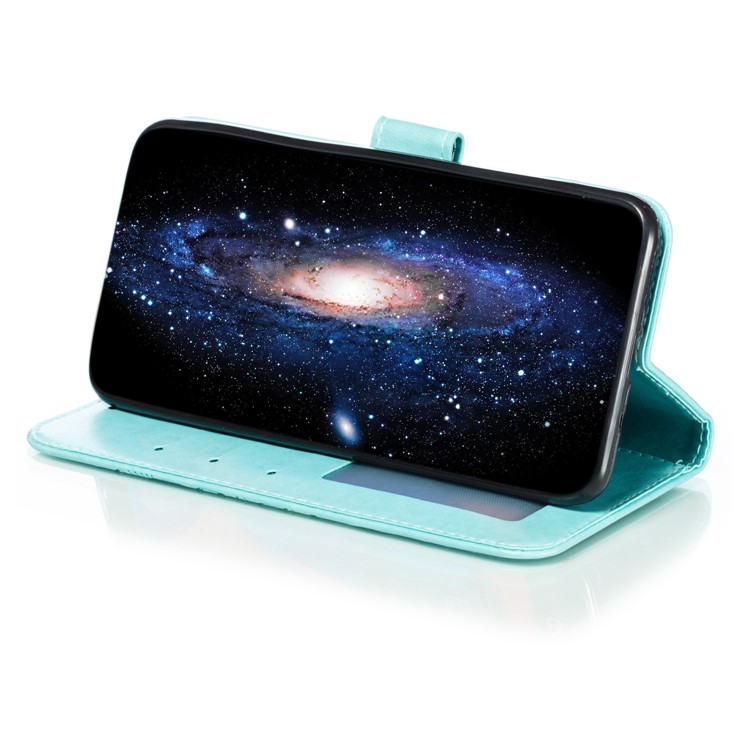 Imprint Mandala Flower PU Leather Wallet Case for Xiaomi Redmi 8 - Cyan-8