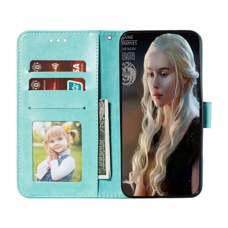 Imprint Mandala Flower PU Leather Wallet Case for Xiaomi Redmi 8 - Cyan-9
