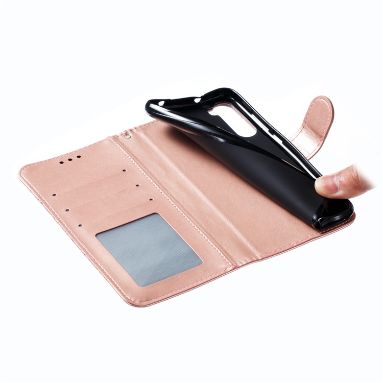 Imprint Mandala Flower Wallet Leather Stand Case for Xiaomi Redmi Note 8 - Rose Gold-10