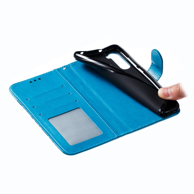 Imprint Mandala Flower Wallet Leather Stand Case for Xiaomi Redmi Note 8 - Blue-10