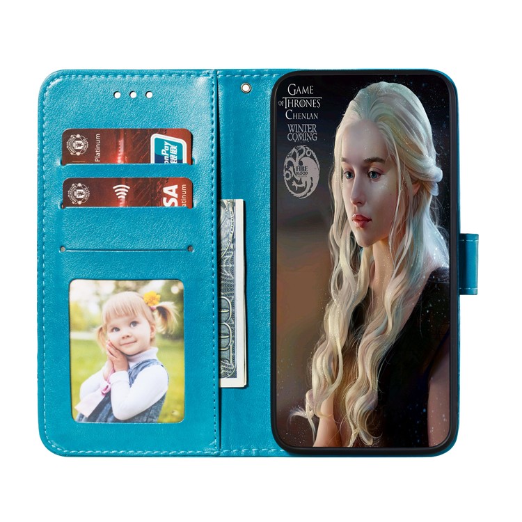 Imprint Mandala Flower Wallet Leather Stand Case for Xiaomi Redmi Note 8 - Blue-9