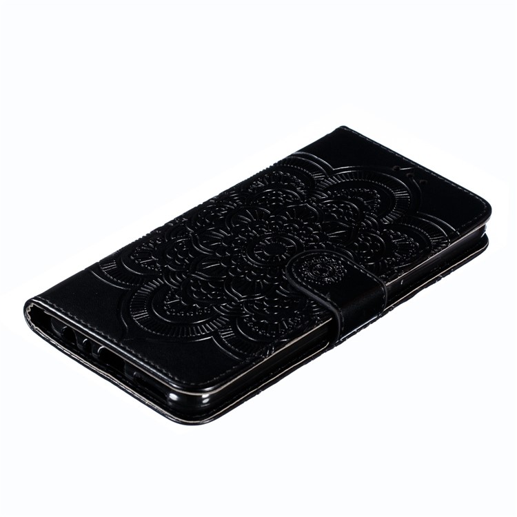 Imprint Mandala Flower Leather Wallet Case for Xiaomi Redmi Note 8 Pro - Black-5