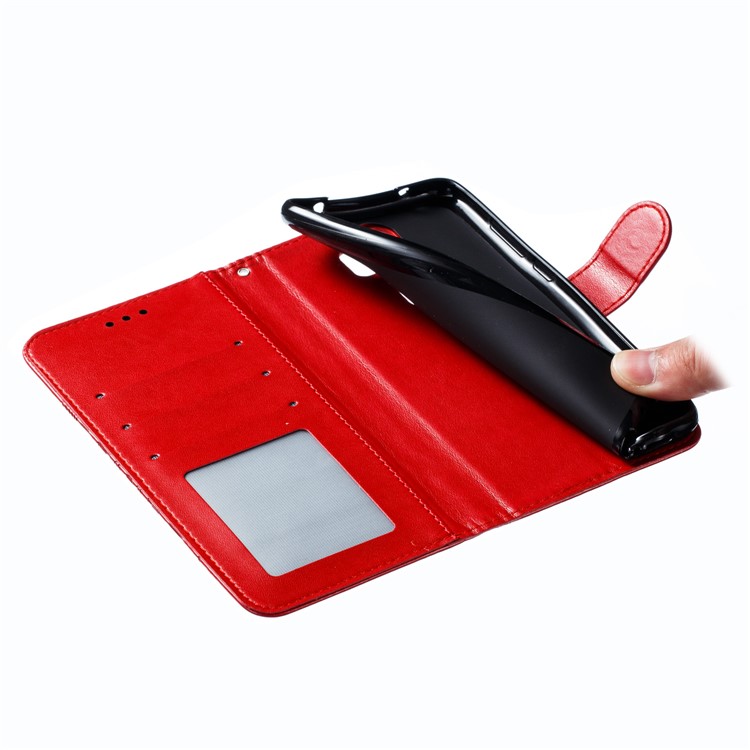 Imprint Mandala Flower Leather Wallet Case for Xiaomi Redmi Note 8 Pro - Red-10