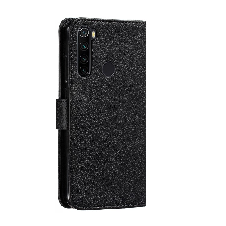 Litchi Skin Imprint Feather Leather Wallet Case for Xiaomi Redmi Note 8 - Black-4