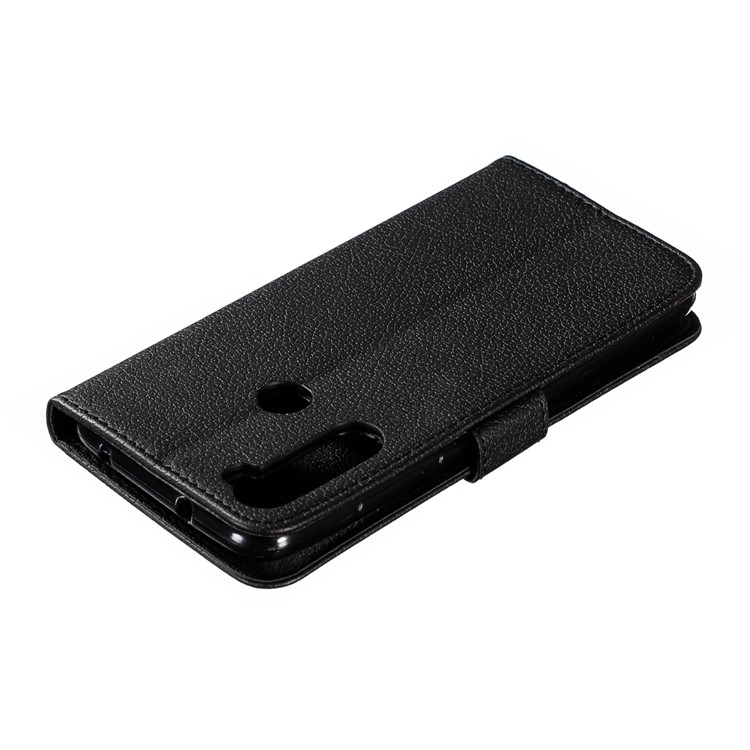 Litchi Skin Imprint Feather Leather Wallet Case for Xiaomi Redmi Note 8 - Black-7