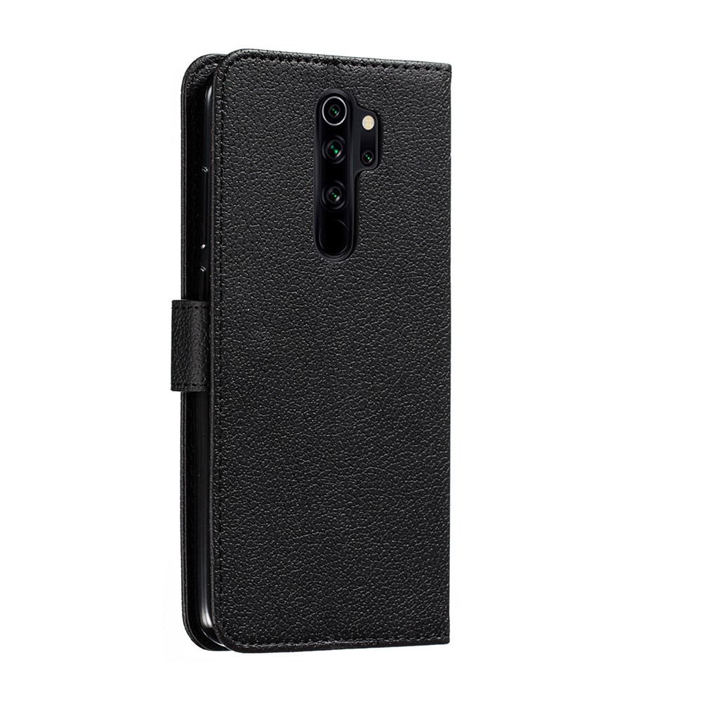 Litchi Skin Imprint Feather Flip Leather Wallet Phone Cover for Xiaomi Redmi Note 8 Pro - Black-4