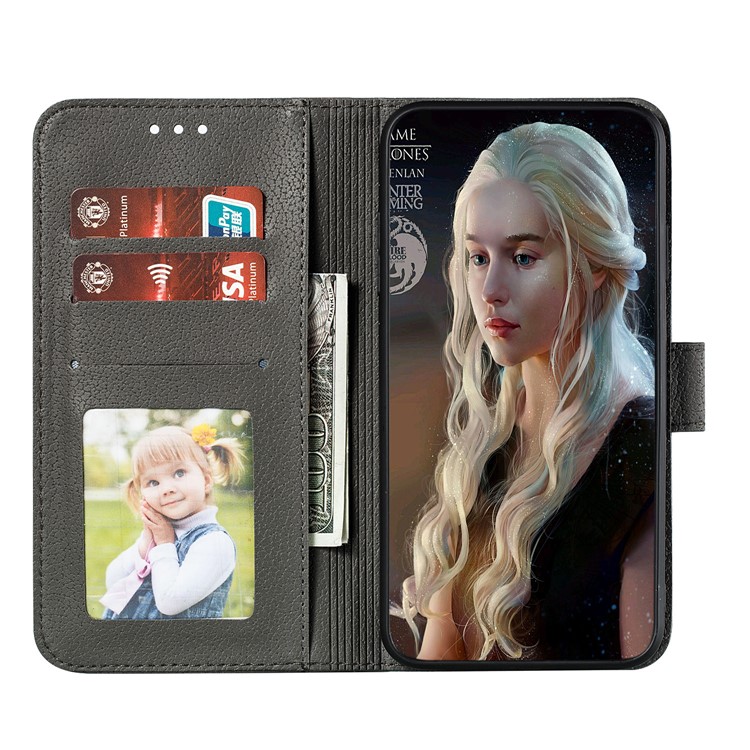 Litchi Skin Imprint Feather Flip Leather Wallet Phone Cover for Xiaomi Redmi Note 8 Pro - Grey-9