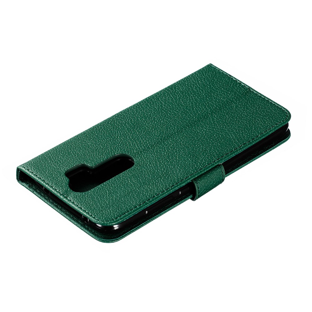 Litchi Skin Imprint Feather Flip Leather Wallet Phone Cover for Xiaomi Redmi Note 8 Pro - Green-6