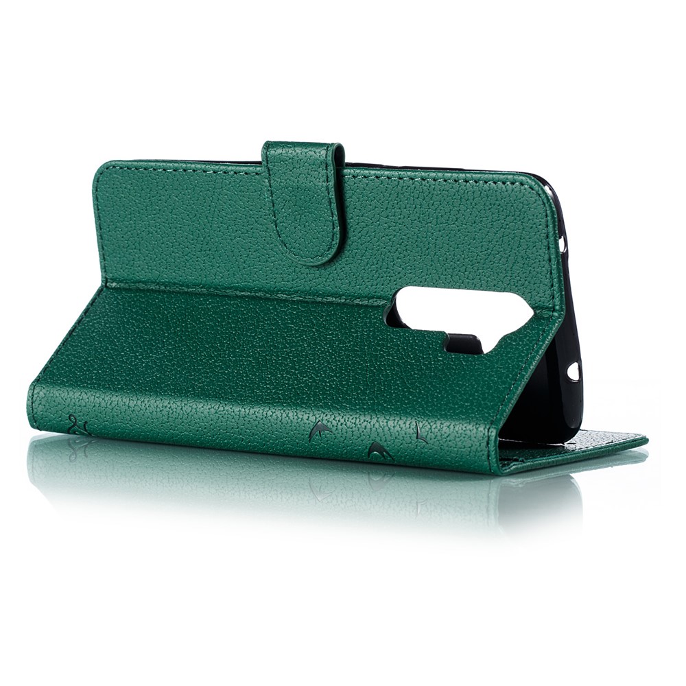 Litchi Skin Imprint Feather Flip Leather Wallet Phone Cover for Xiaomi Redmi Note 8 Pro - Green-7