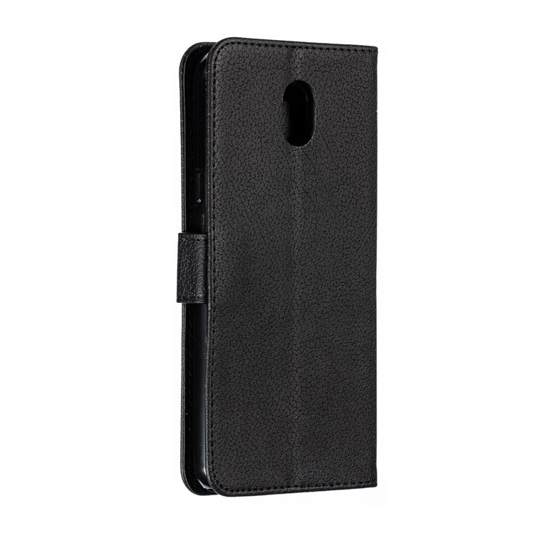 Litchi Skin Imprint Feather Wallet Leather Flip Cover for Xiaomi Redmi 8A - Black-4