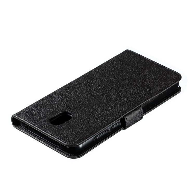 Litchi Skin Imprint Feather Wallet Leather Flip Cover for Xiaomi Redmi 8A - Black-6
