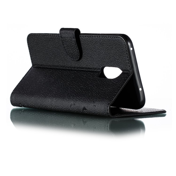 Litchi Skin Imprint Feather Wallet Leather Flip Cover for Xiaomi Redmi 8A - Black-7