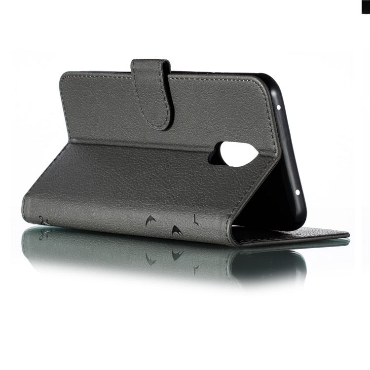 Litchi Skin Imprint Feather Wallet Leather Flip Cover for Xiaomi Redmi 8A - Grey-7