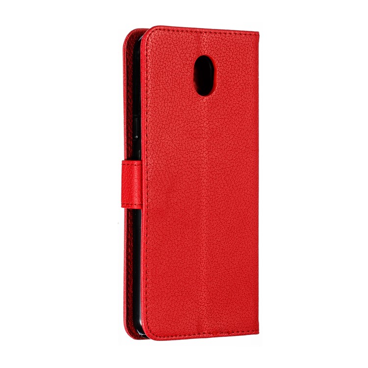 Litchi Skin Imprint Feather Wallet Leather Flip Cover for Xiaomi Redmi 8A - Red-4