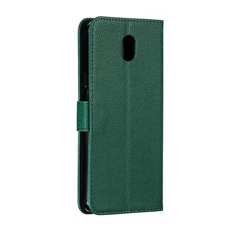 Litchi Skin Imprint Feather Wallet Leather Flip Cover for Xiaomi Redmi 8A - Green-4