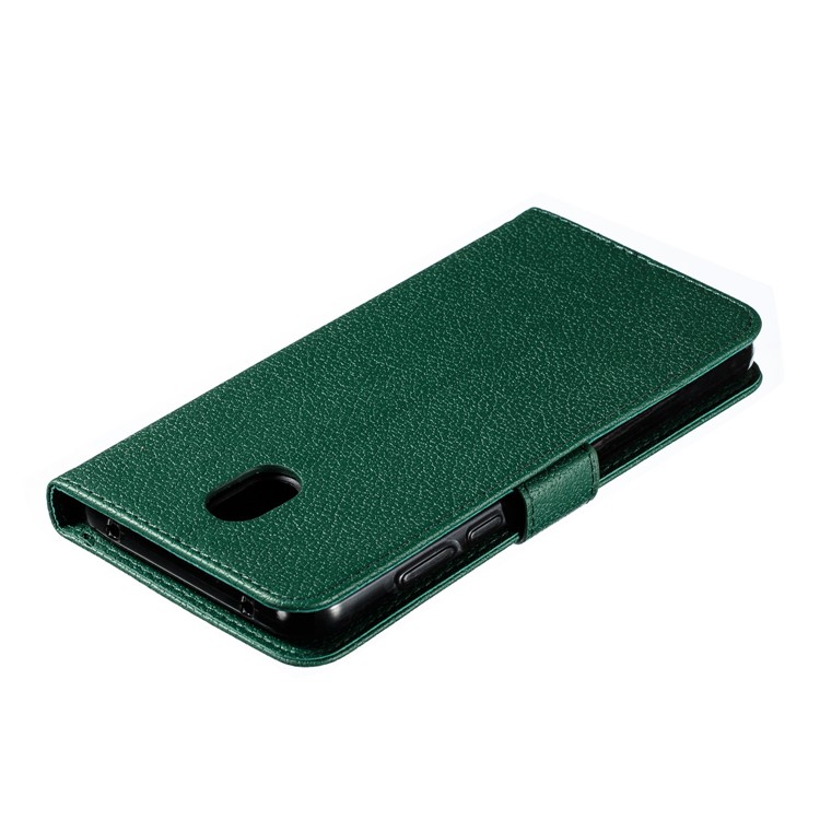Litchi Skin Imprint Feather Wallet Leather Flip Cover for Xiaomi Redmi 8A - Green-6